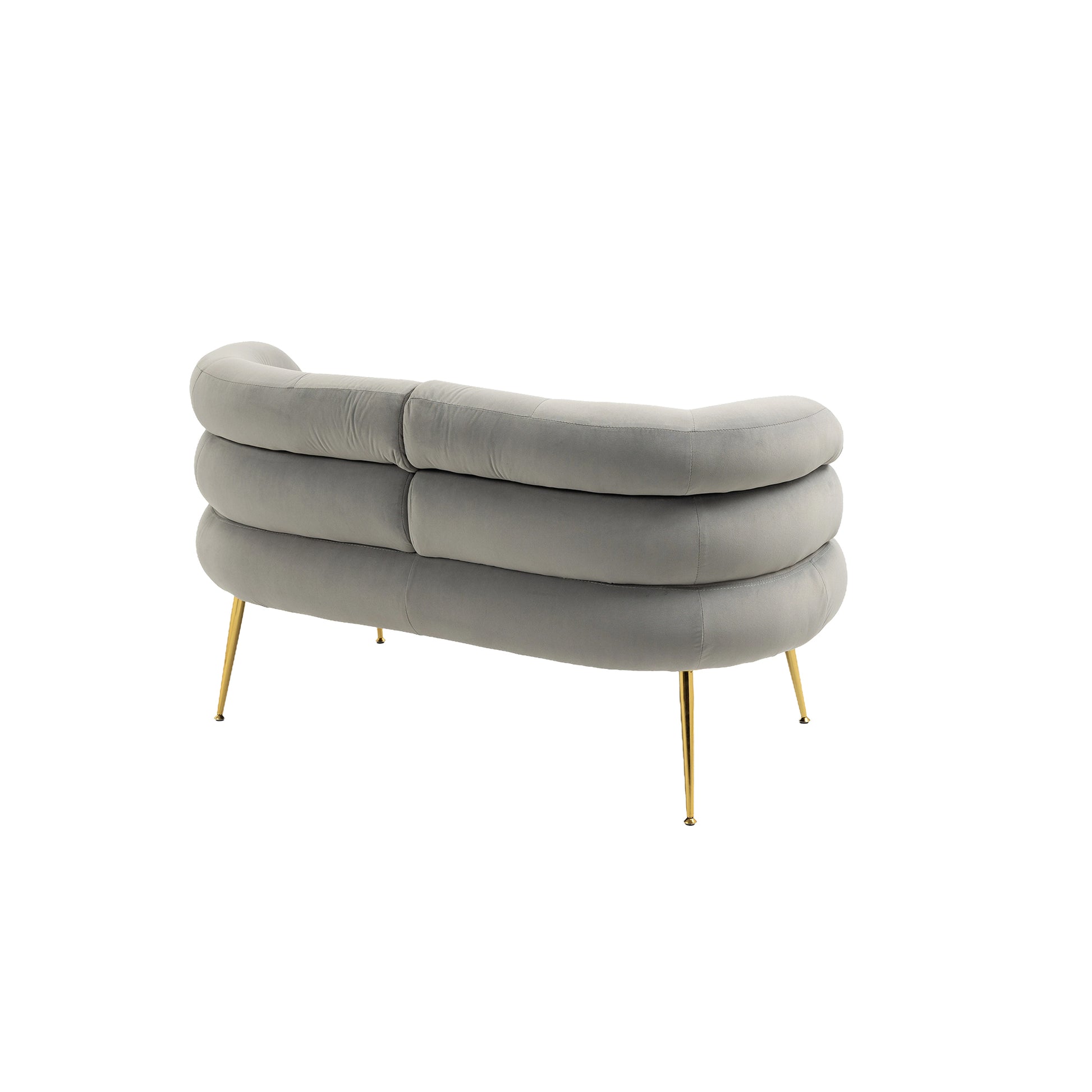 Coolmore Small Loveseat Sofa, Upholstered Mini Couch With Curved Backrest With Stylish Golden Decor, Small Comfy Beautiful Seat Leisure Accent Couch For Living Room, Bedroom, Office Gray Gray Foam Velvet