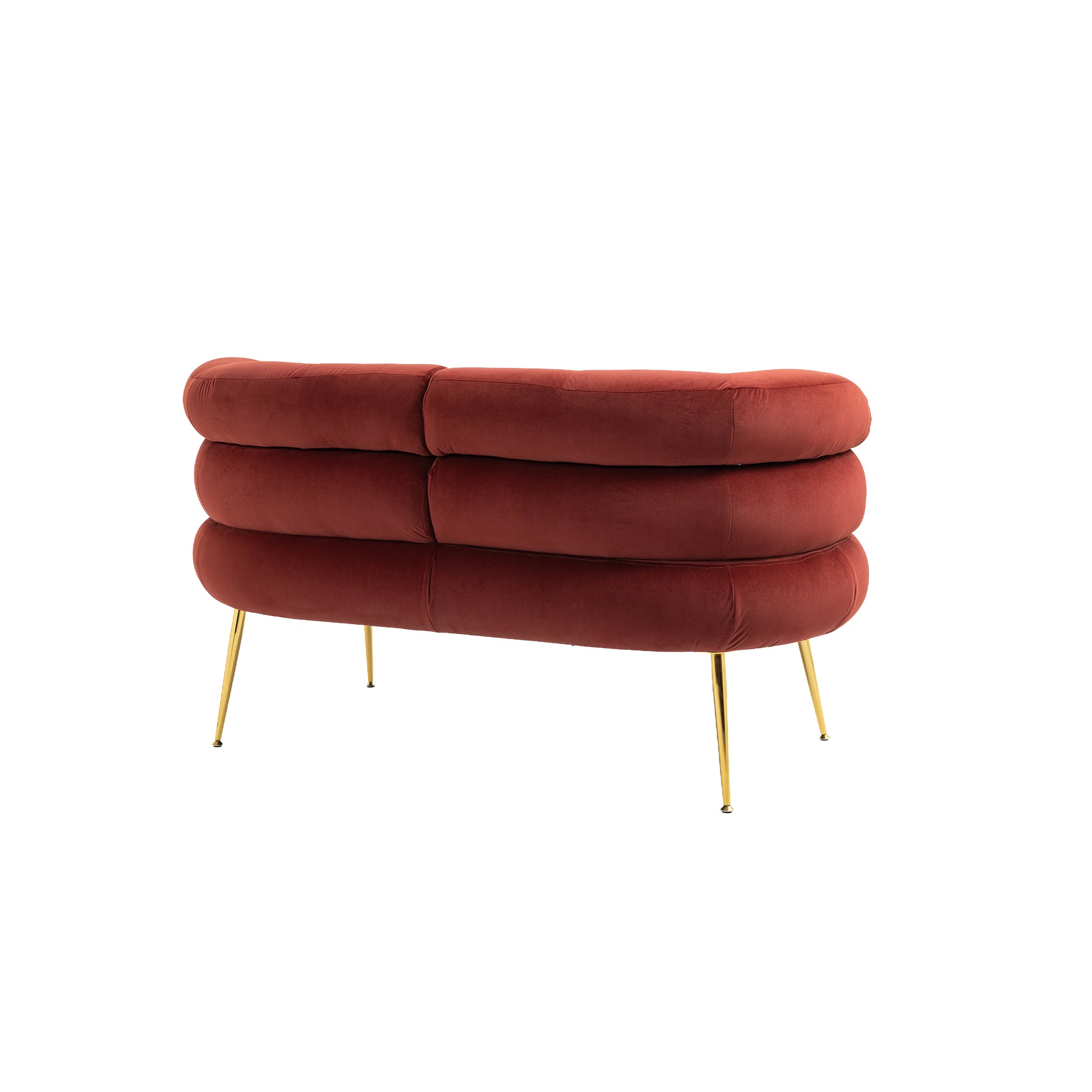 Coolmore Small Loveseat Sofa, Upholstered Mini Couch With Curved Backrest With Stylish Golden Decor, Small Comfy Beautiful Seat Leisure Accent Couch For Living Room, Bedroom, Office Wine Red Wine Red Foam Velvet