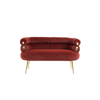 Coolmore Small Loveseat Sofa, Upholstered Mini Couch With Curved Backrest With Stylish Golden Decor, Small Comfy Beautiful Seat Leisure Accent Couch For Living Room, Bedroom, Office Wine Red Wine Red Foam Velvet