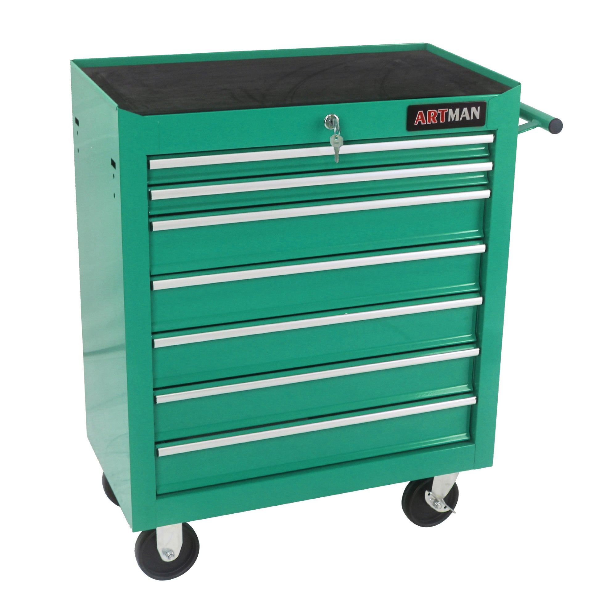 7 Drawers Multifunctional Tool Cart With Wheels Green Green Metal