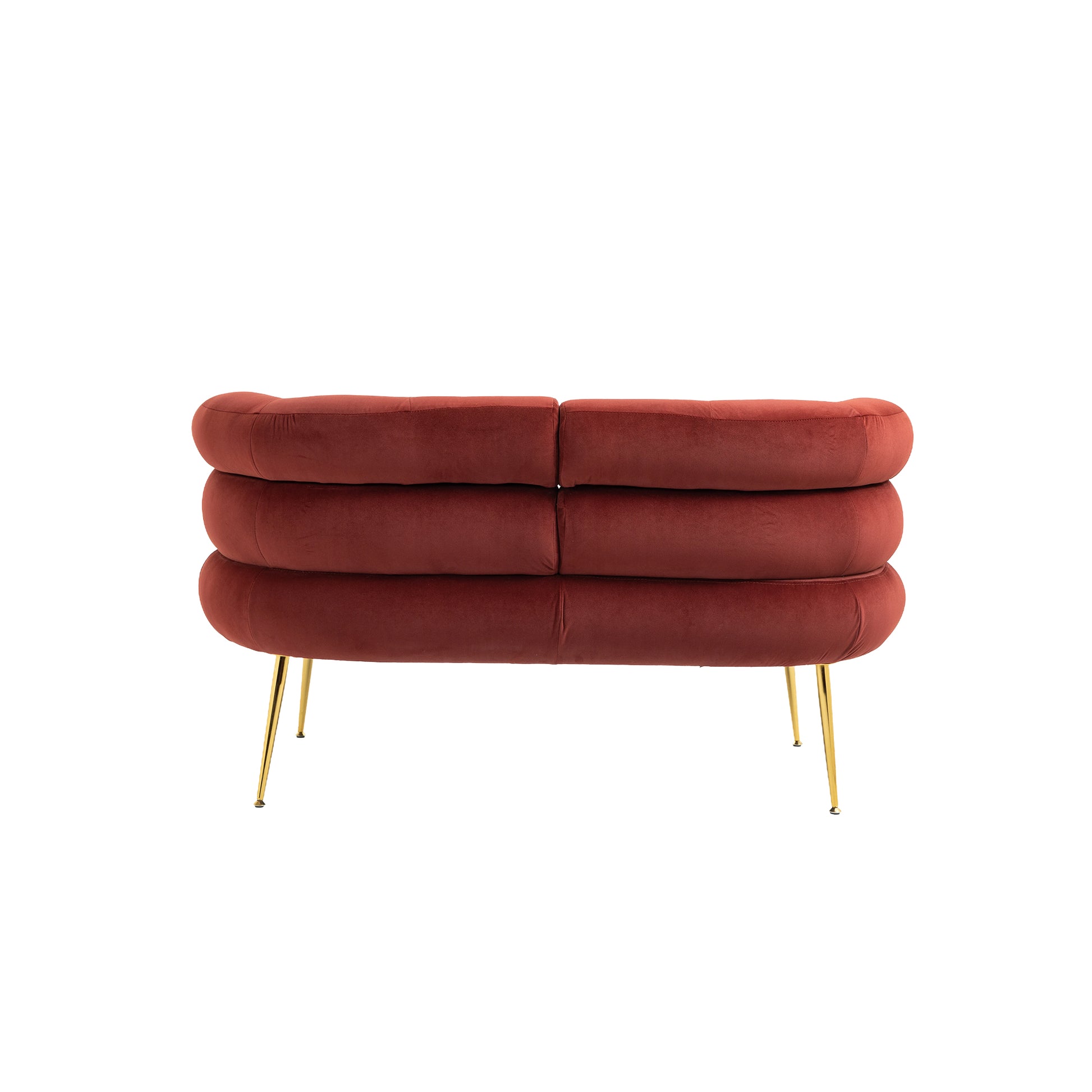 Coolmore Small Loveseat Sofa, Upholstered Mini Couch With Curved Backrest With Stylish Golden Decor, Small Comfy Beautiful Seat Leisure Accent Couch For Living Room, Bedroom, Office Wine Red Wine Red Foam Velvet