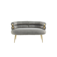 Coolmore Small Loveseat Sofa, Upholstered Mini Couch With Curved Backrest With Stylish Golden Decor, Small Comfy Beautiful Seat Leisure Accent Couch For Living Room, Bedroom, Office Gray Gray Foam Velvet