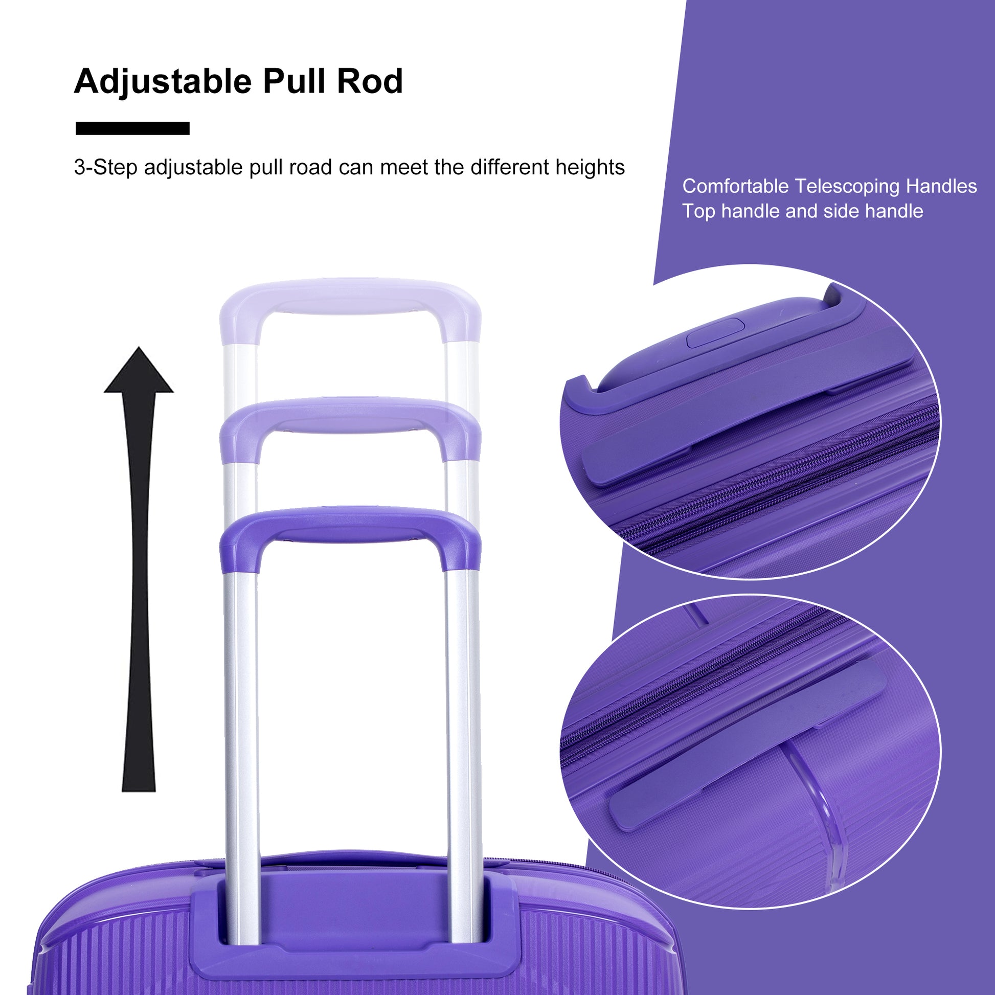 Expandable Hardshell Suitcase Double Spinner Wheels Pp Luggage Sets Lightweight Durable Suitcase With Tsa Lock,3 Piece Set 20 24 28 Purple Purple Polypropylene