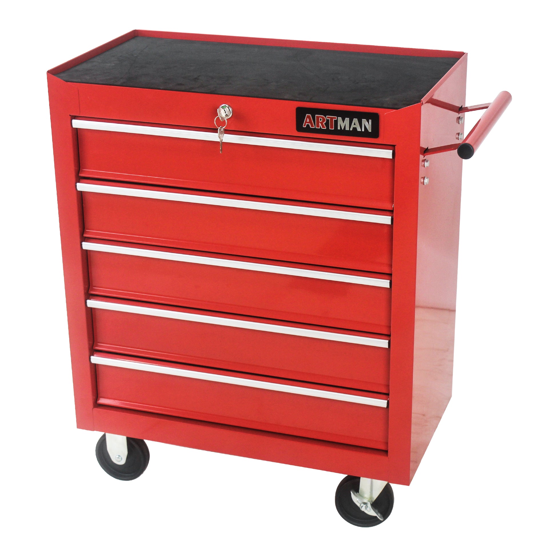 5 Drawers Multifunctional Tool Cart With Wheels Red Red Steel