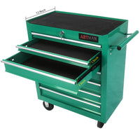 7 Drawers Multifunctional Tool Cart With Wheels Green Green Metal
