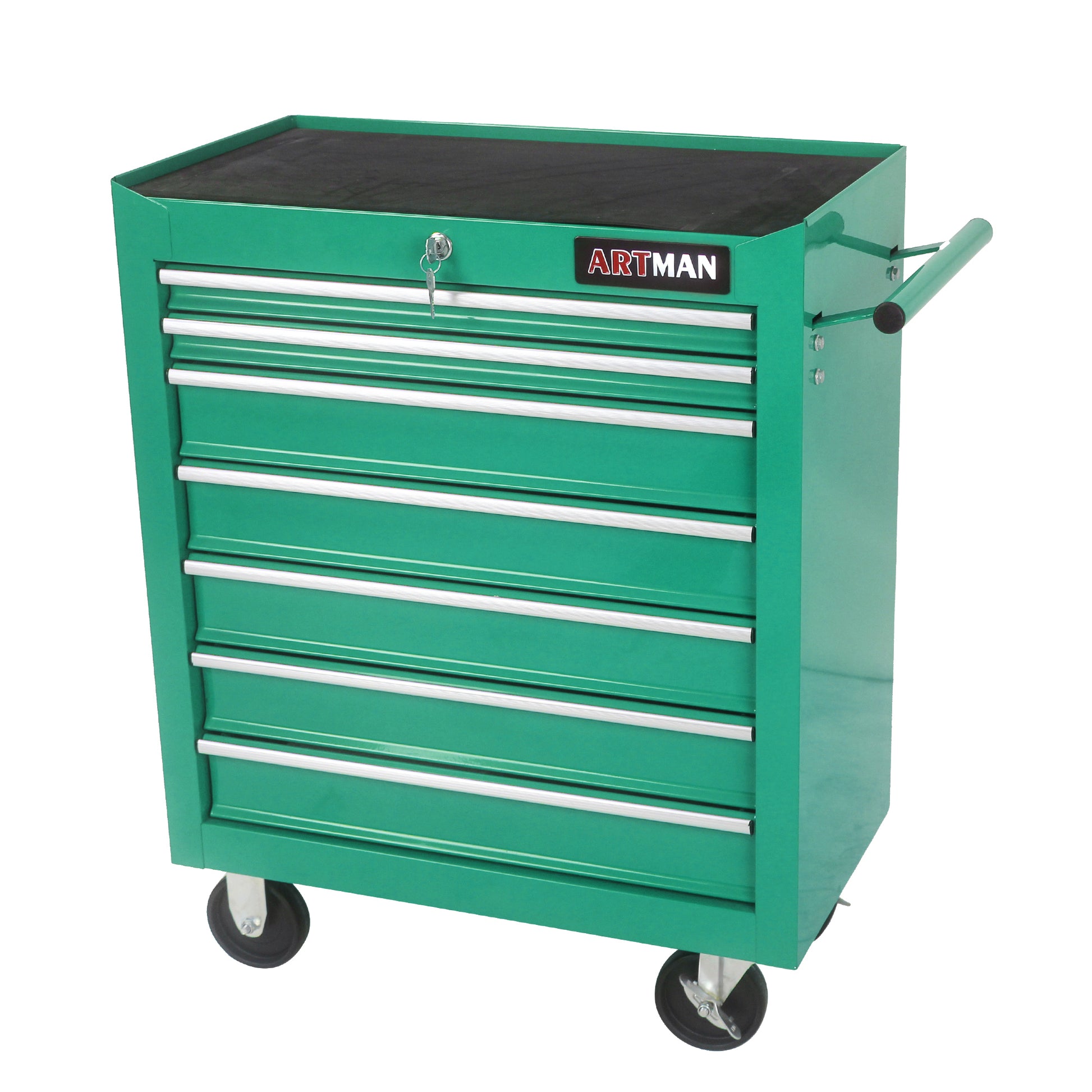 7 Drawers Multifunctional Tool Cart With Wheels Green Green Metal