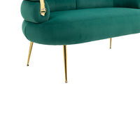 Coolmore Small Loveseat Sofa, Upholstered Mini Couch With Curved Backrest With Stylish Golden Decor, Small Comfy Beautiful Seat Leisure Accent Couch For Living Room, Bedroom, Office Green Green Foam Velvet