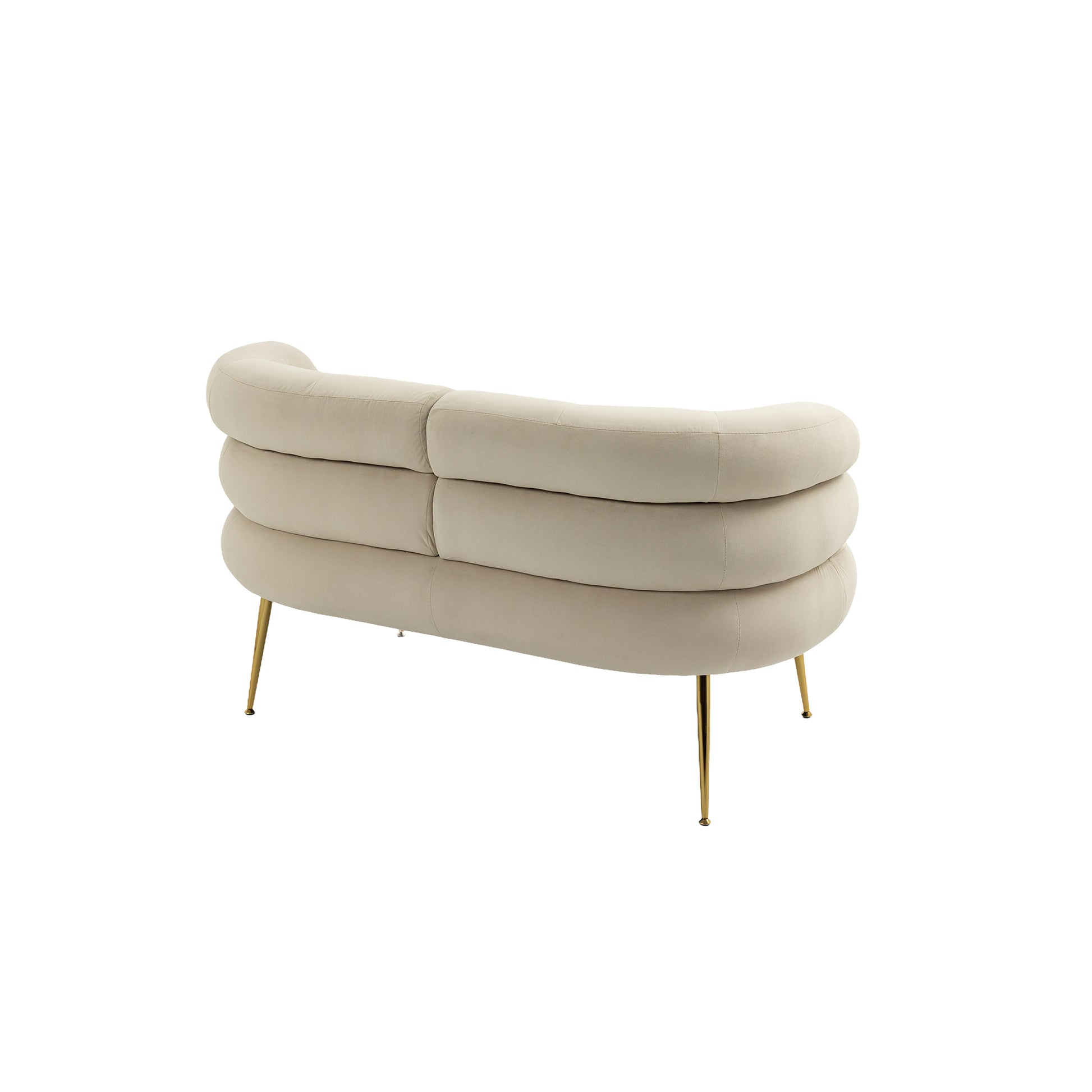 Coolmore Small Loveseat Sofa, Upholstered Mini Couch With Curved Backrest With Stylish Golden Decor, Small Comfy Beautiful Seat Leisure Accent Couch For Living Room, Bedroom, Office Beige Beige Foam Velvet