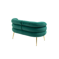 Coolmore Small Loveseat Sofa, Upholstered Mini Couch With Curved Backrest With Stylish Golden Decor, Small Comfy Beautiful Seat Leisure Accent Couch For Living Room, Bedroom, Office Green Green Foam Velvet