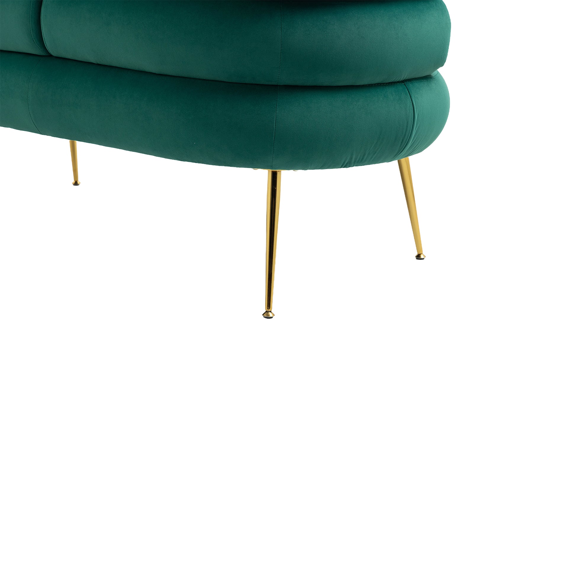 Coolmore Small Loveseat Sofa, Upholstered Mini Couch With Curved Backrest With Stylish Golden Decor, Small Comfy Beautiful Seat Leisure Accent Couch For Living Room, Bedroom, Office Green Green Foam Velvet