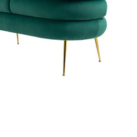 Coolmore Small Loveseat Sofa, Upholstered Mini Couch With Curved Backrest With Stylish Golden Decor, Small Comfy Beautiful Seat Leisure Accent Couch For Living Room, Bedroom, Office Green Green Foam Velvet