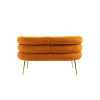 Coolmore Small Loveseat Sofa, Upholstered Mini Couch With Curved Backrest With Stylish Golden Decor, Small Comfy Beautiful Seat Leisure Accent Couch For Living Room, Bedroom, Office Orange Orange Foam Velvet