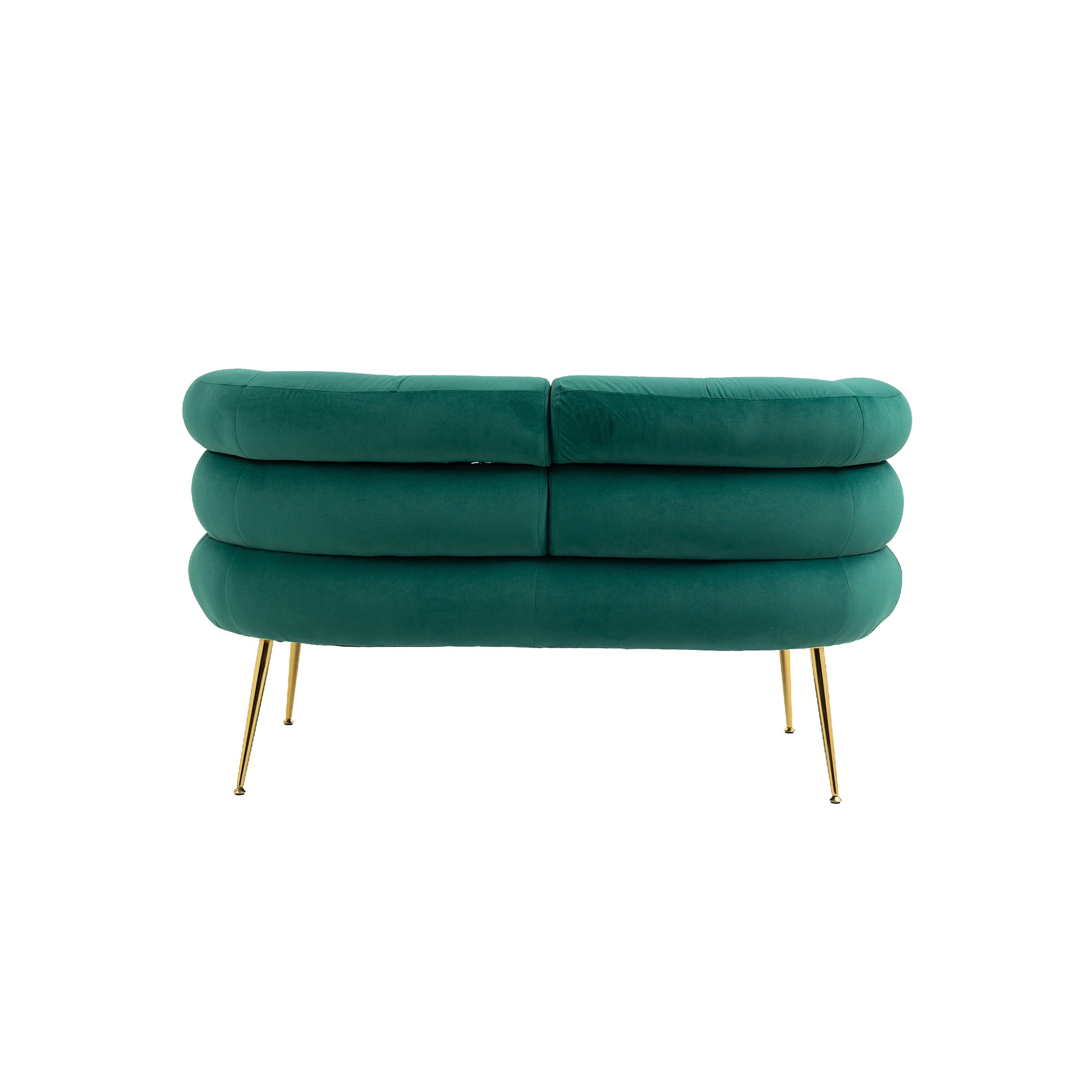 Coolmore Small Loveseat Sofa, Upholstered Mini Couch With Curved Backrest With Stylish Golden Decor, Small Comfy Beautiful Seat Leisure Accent Couch For Living Room, Bedroom, Office Green Green Foam Velvet