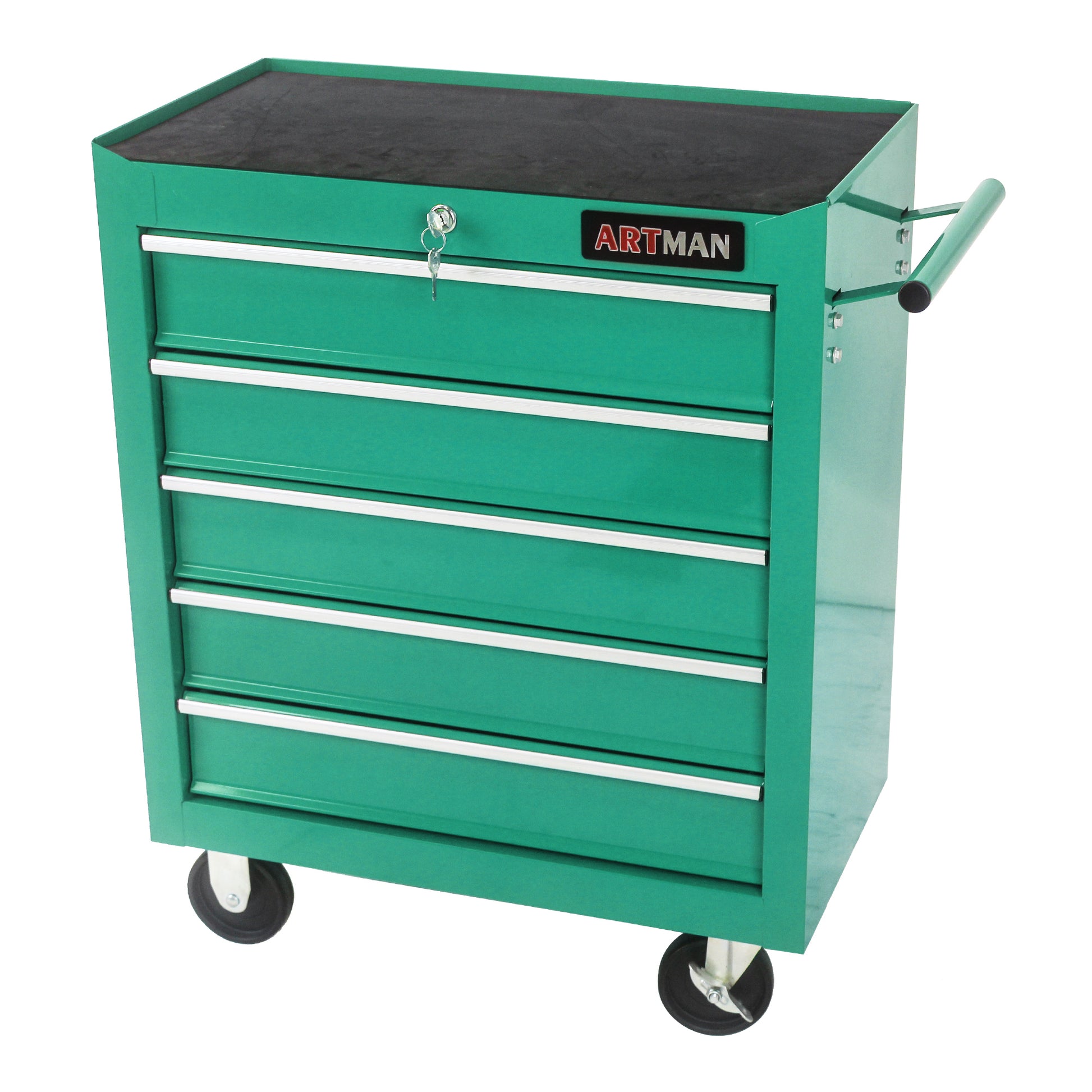 5 Drawers Multifunctional Tool Cart With Wheels Green Green Metal