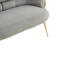 Coolmore Small Loveseat Sofa, Upholstered Mini Couch With Curved Backrest With Stylish Golden Decor, Small Comfy Beautiful Seat Leisure Accent Couch For Living Room, Bedroom, Office Gray Gray Foam Velvet