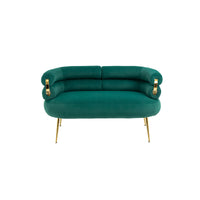 Coolmore Small Loveseat Sofa, Upholstered Mini Couch With Curved Backrest With Stylish Golden Decor, Small Comfy Beautiful Seat Leisure Accent Couch For Living Room, Bedroom, Office Green Green Foam Velvet