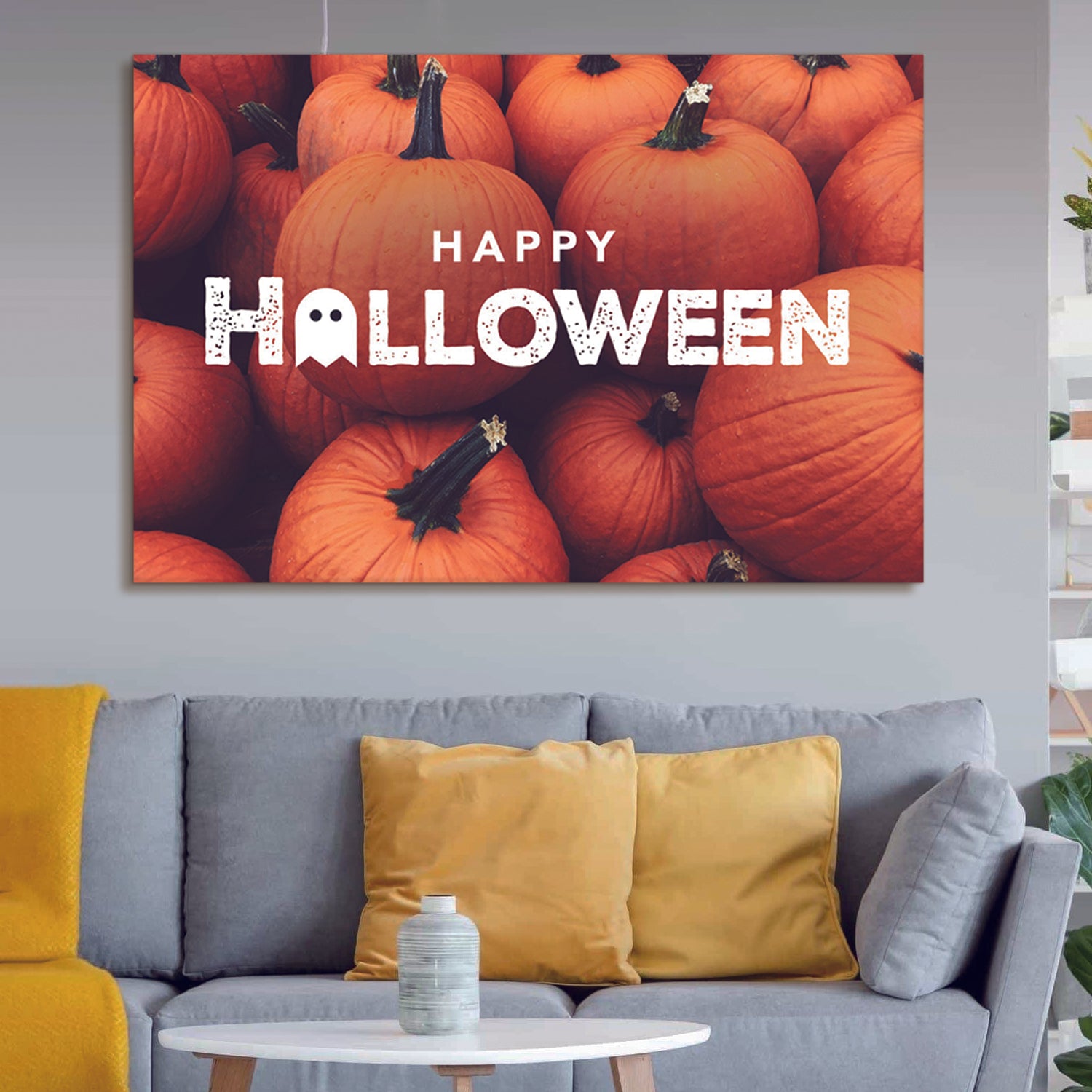 1Pcs Drop Ping Framed Canvas Wall Art Decor Painting For Halloween, Pumpkin Painting For Halloween Gift, Decoration For Halloween Living Room, Bedroom Decor 3624In Thickness 1.5Inch Rectangle Framed Multicolor Halloween Oversized 41In Canvas Cultures And