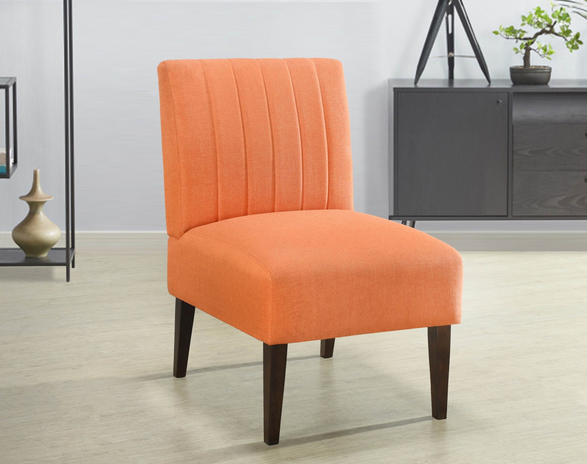 Stylish Comfortable Accent Chair 1Pc Orange Fabric Upholstered Plush Seating Living Room Furniture Armless Chair Orange Primary Living Space Wood
