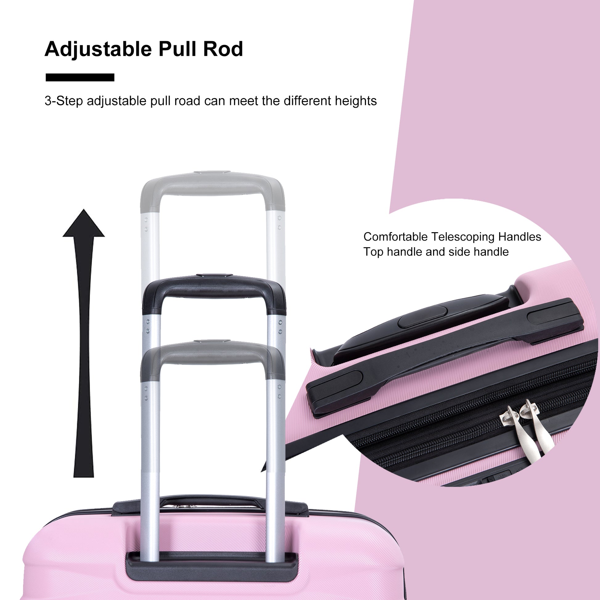 3 Piece Luggage Sets Pc Lightweight & Durable Expandable Suitcase With Two Hooks, Double Spinner Wheels, Tsa Lock, 21 25 29 Pink Pink Pc