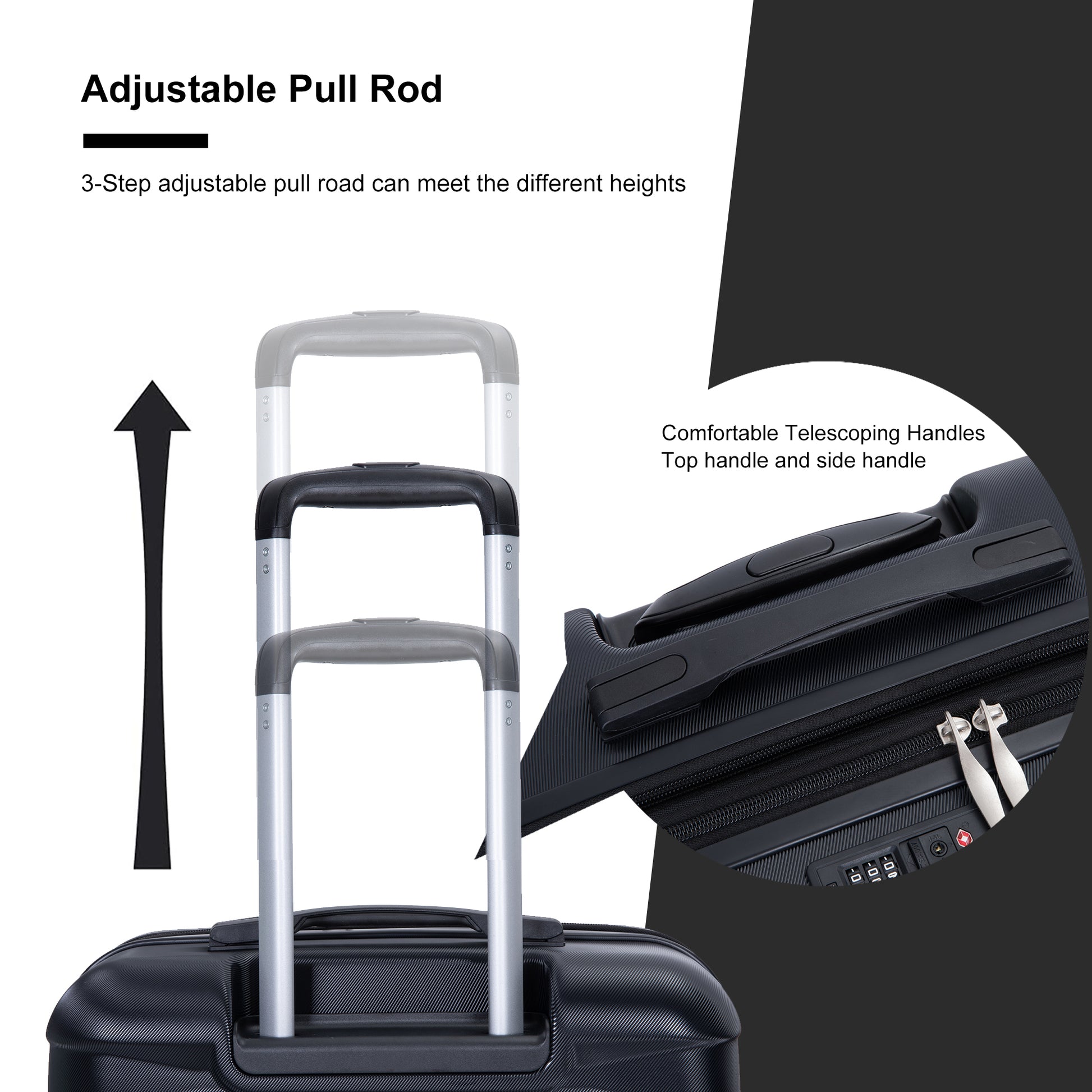 3 Piece Luggage Sets Pc Lightweight & Durable Expandable Suitcase With Two Hooks, Double Spinner Wheels, Tsa Lock, 21 25 29 Black Black Pc