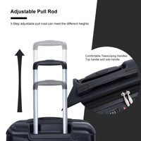 Luggage Set Of 5 Pieces, Expandable Hard Pc Luggage Set With Tsa Lock For Rotating Wheels, Lightweight Rolling Luggage For Men And Women,Black. Black Pc