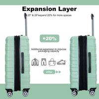 3 Piece Luggage Sets Pc Lightweight & Durable Expandable Suitcase With Two Hooks, Double Spinner Wheels, Tsa Lock, 21 25 29 Light Green Light Green Pc