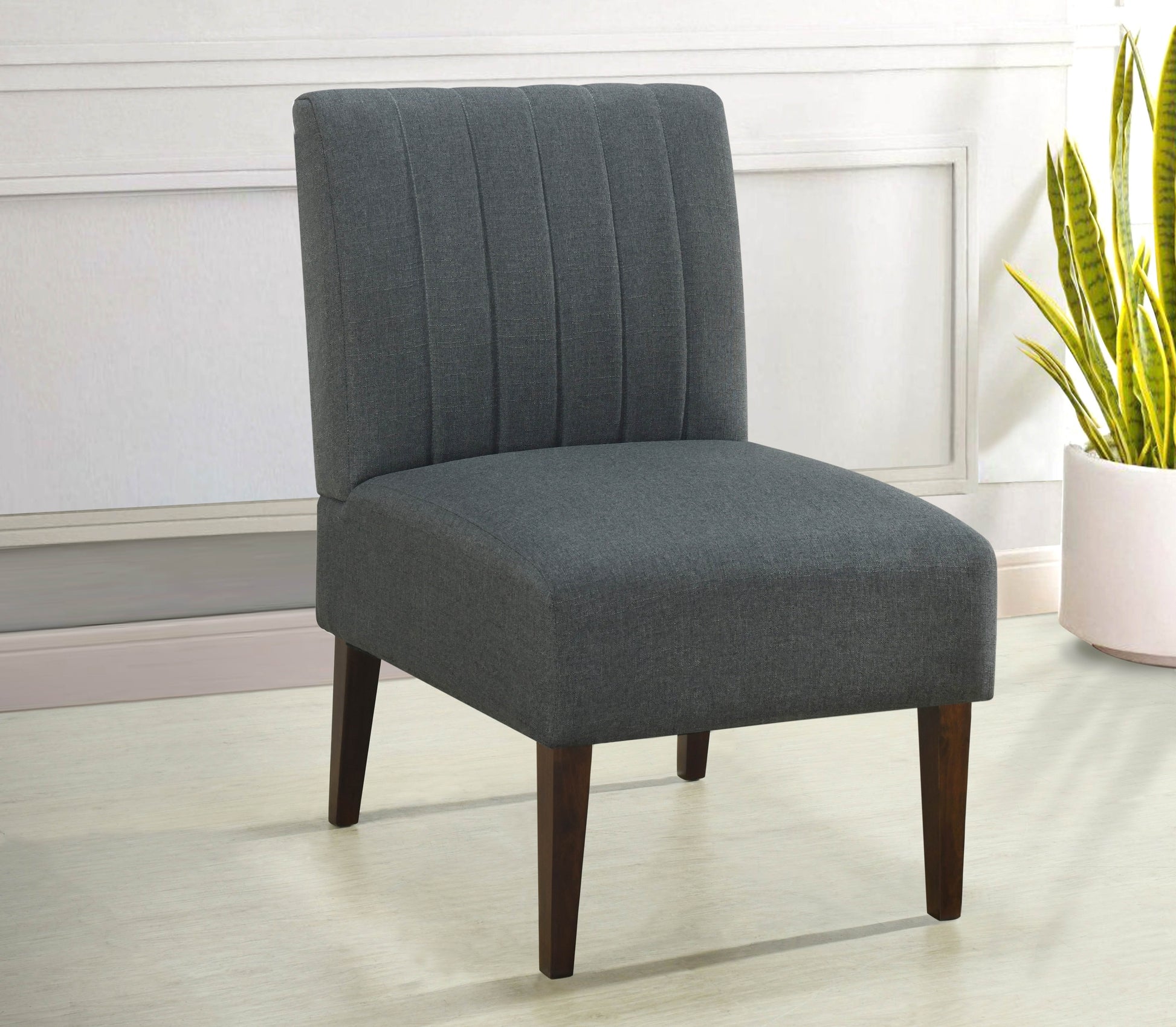 Stylish Comfortable Accent Chair 1Pc Dark Gray Fabric Upholstered Plush Seating Living Room Furniture Armless Chair Dark Gray Primary Living Space Wood