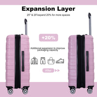 3 Piece Luggage Sets Pc Lightweight & Durable Expandable Suitcase With Two Hooks, Double Spinner Wheels, Tsa Lock, 21 25 29 Pink Pink Pc