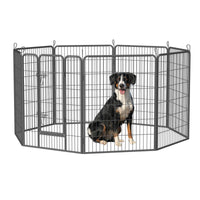 Heavy Duty Dog Pens Outdoor Dog Fence Dog Playpen For Large Dogs, 40"Dog Kennel Outdoor Pet Playpen With Doors 8 Panels Metal Exercise Pens Puppy Playpen Temporary Camping Fence For The Yard Black