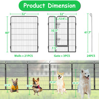 Dog Playpen Foldable 24 Panels Dog Pen 40" Height Pet Enclosure Dog Fence Outdoor With Lockable Door For Large Medium Small Dogs,Puppy Playpen,Rv,Camping Pet Fence Black Metal