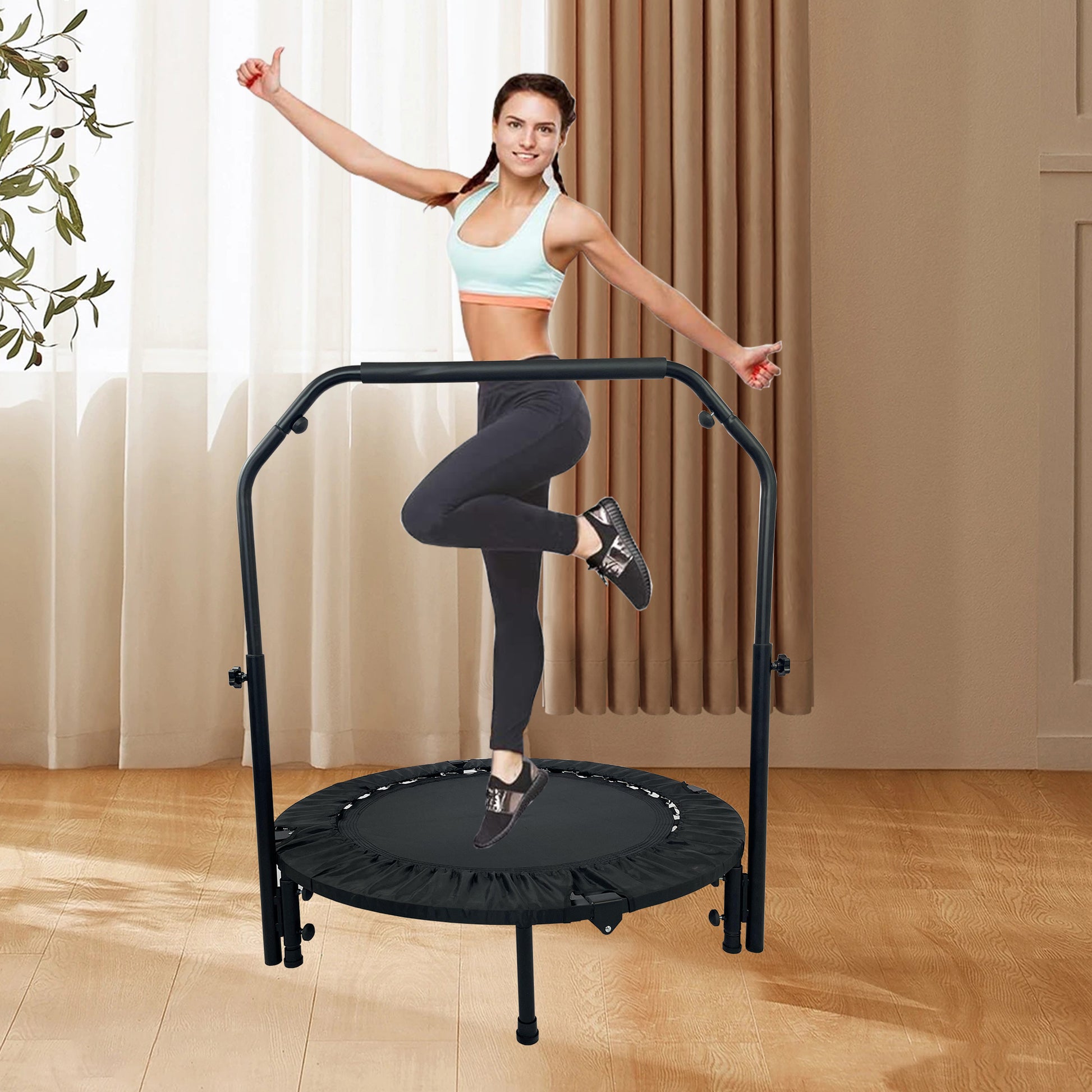 40 Inch Mini Exercise Trampoline For Adults Or Kids Black Steel