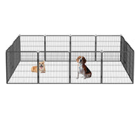 Dog Pens Outdoor 32" Height Foldable 16 Panels Heavy Duty Metal Portable Dog Playpen Indoor Anti Rust Exercise Dog Fence With Doors For Large Medium Small Pets Play Pen For Rv Camping Yard Black