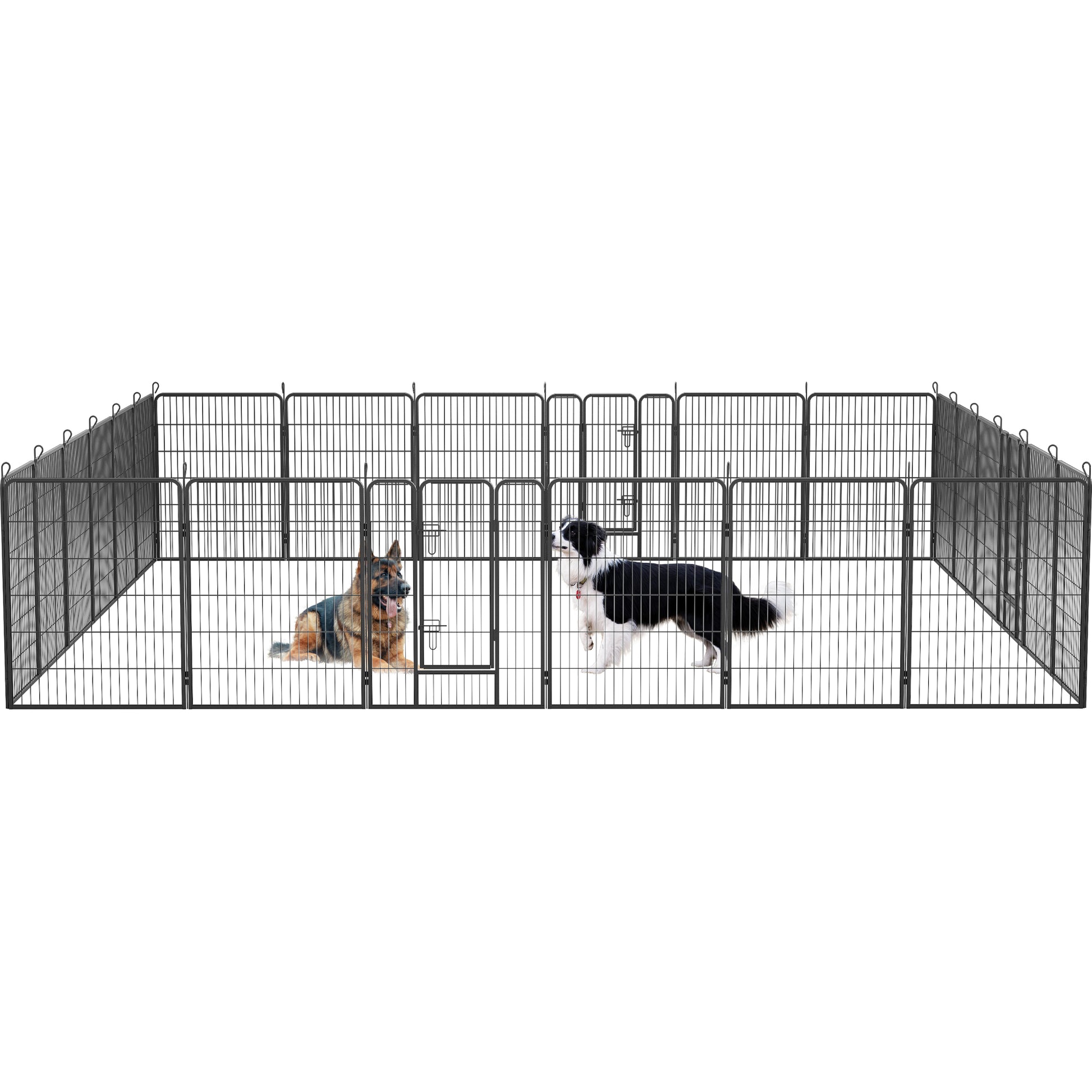 Dog Playpen Foldable 24 Panels Dog Pen 40" Height Pet Enclosure Dog Fence Outdoor With Lockable Door For Large Medium Small Dogs,Puppy Playpen,Rv,Camping Pet Fence Black Metal