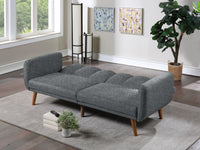 Adjustable Sofa In Black Faux Leather Gray Fabric