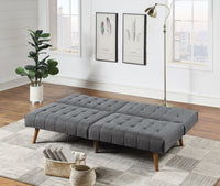 Adjustable Sofa In Black Faux Leather Gray Fabric