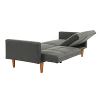 Adjustable Sofa In Black Faux Leather Gray Fabric