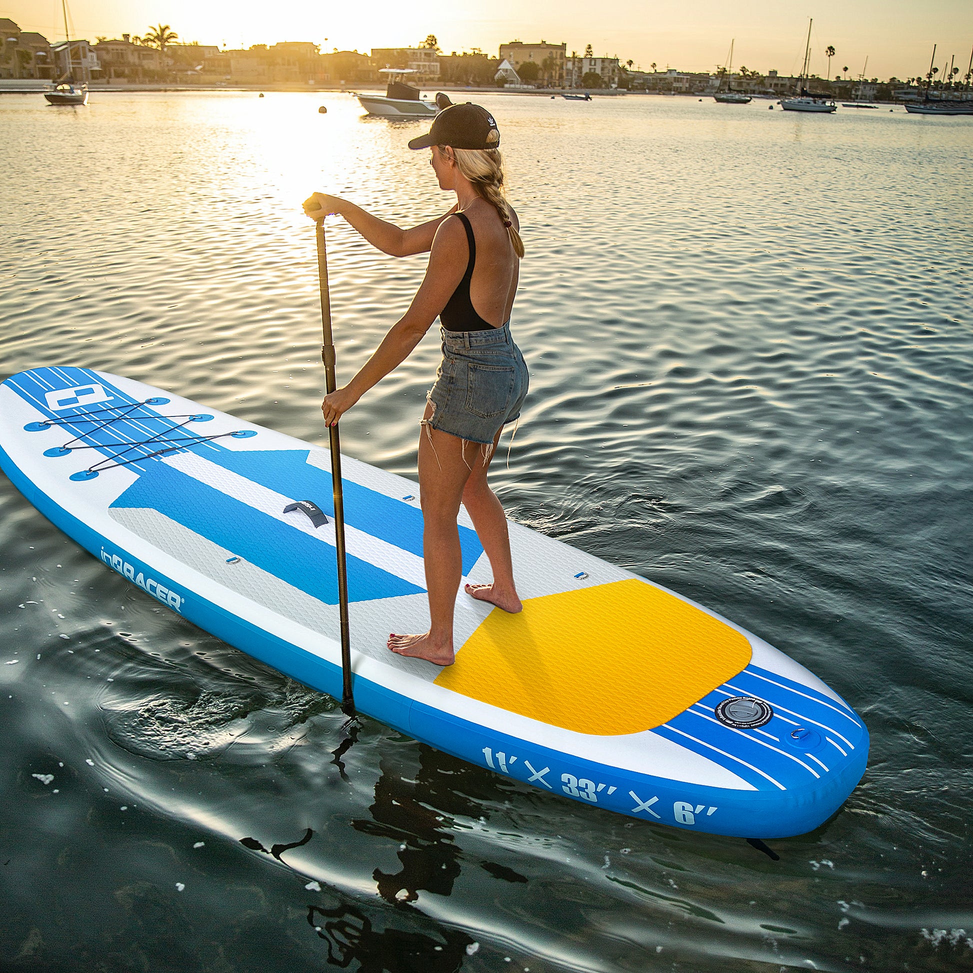 Inqracer 11' 10'6" Inflatable Stand Up Paddle Board With Free Premium Sup Accessories & Backpack Blue Pvc