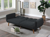 Adjustable Sofa In Black Faux Leather Black Fabric