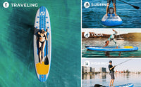 Inqracer 11' 10'6" Inflatable Stand Up Paddle Board With Free Premium Sup Accessories & Backpack Blue Pvc