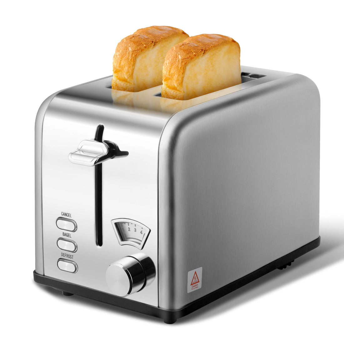 2 Slice Toaster With 1.5 Inch Wide Slot, 5 Browning Setting And 3 Function: Bagel, Defrost & Cancel, Retro Stainless Steel Style, Toast Bread Machine With Removable Crumb Tray, Silver Silver Stainless Steel