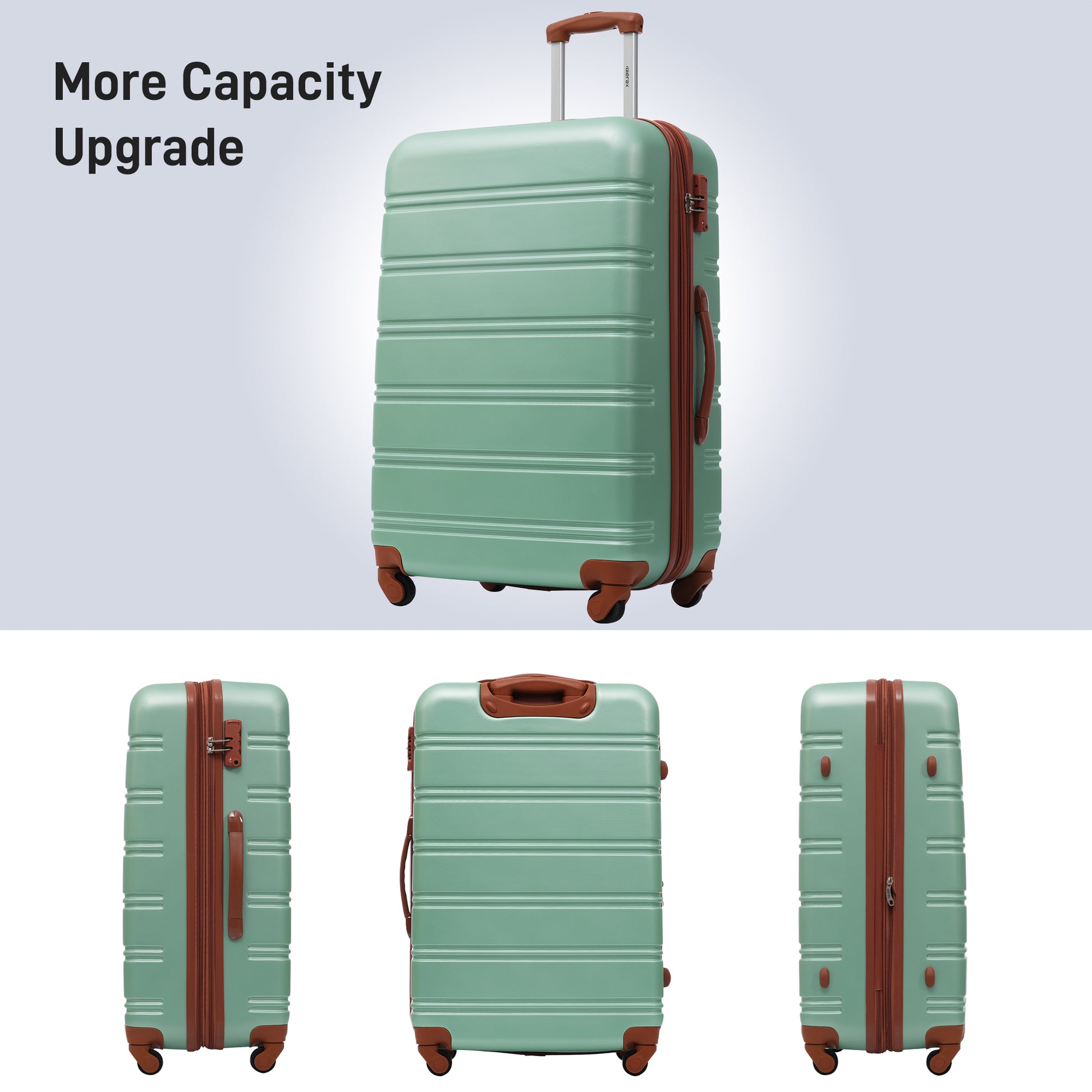 3 Piece Luggage Set Hardside Spinner Suitcase With Tsa Lock 20" 24" 28" Available Light Green Abs