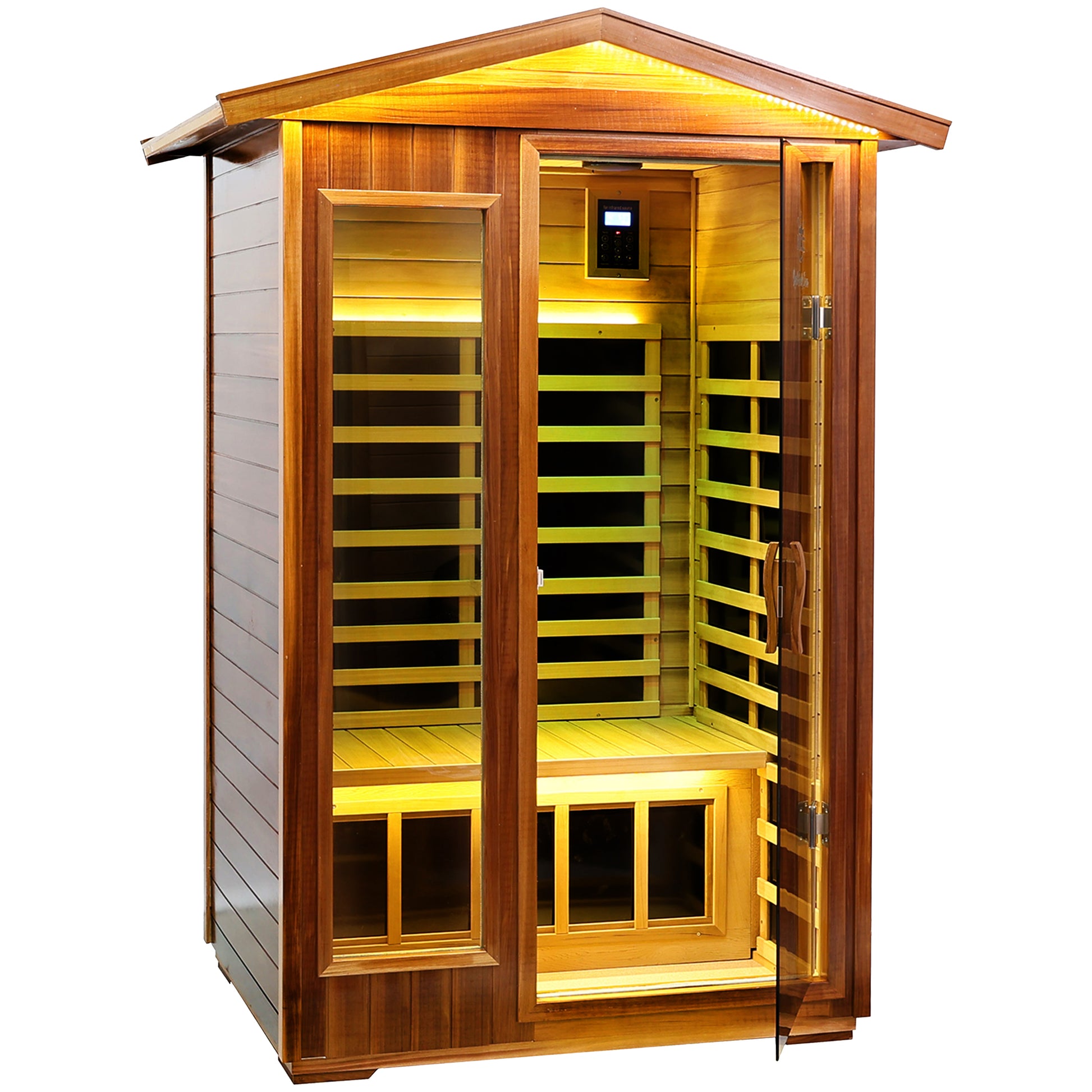 Two Person Far Infrared Outdoor Sauna Natural Wood Solid Wood