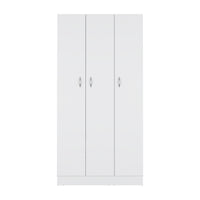 Ohio Armoire Wardrobe With 3 Doors, 2 Drawers, And 4 Tier Shelves White White Particle Board