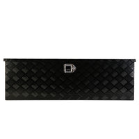 48 Inch Heavy Duty Aluminum Stripes Plated Tool Long Box Pick Up Truck Bed Rv Trailer Toolbox Storage Organizer, Waterproof Underbody Tool Box Storage With Lock And Key 48" 15.2" 15.2" Black Aluminum