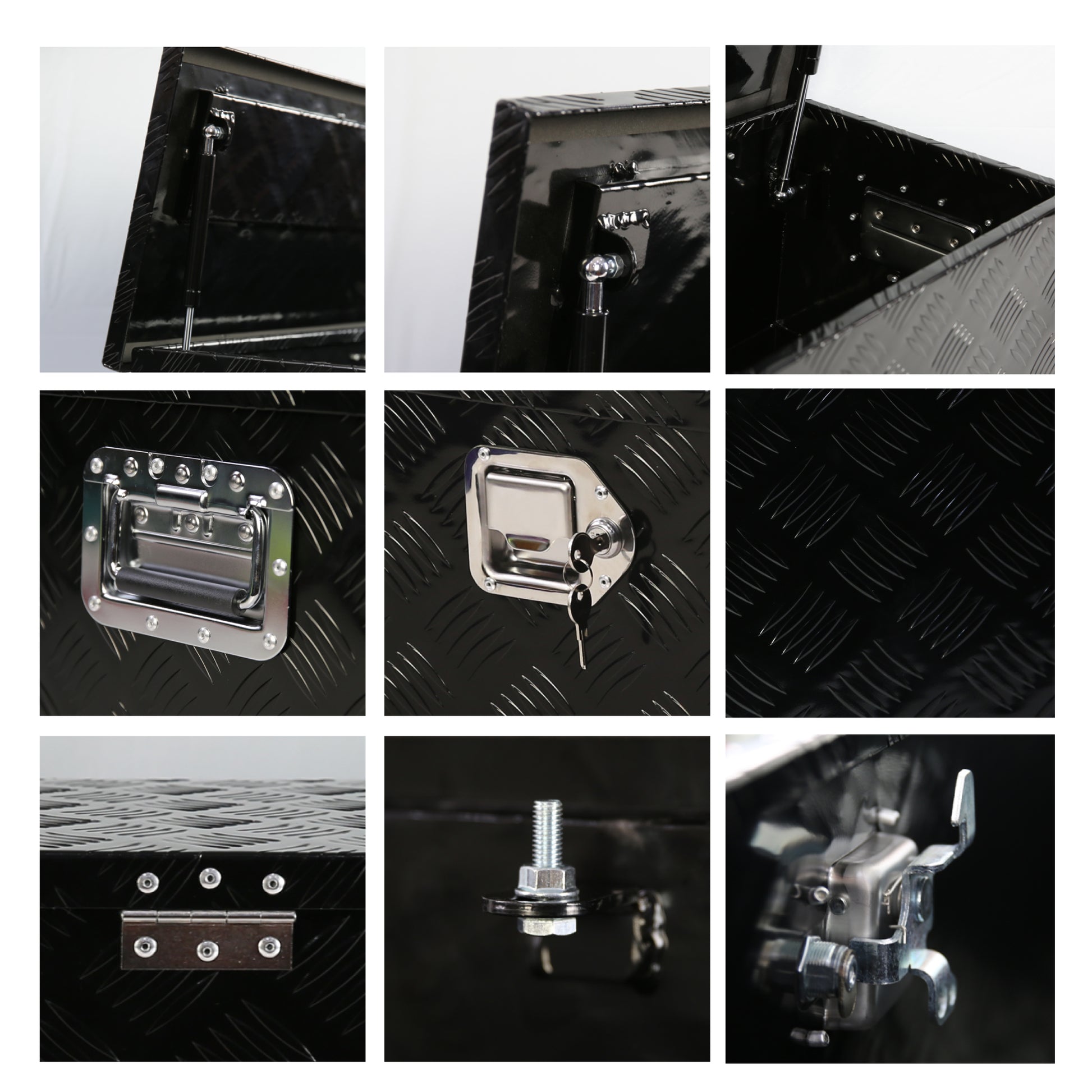 39 Inch Aluminum Truck Tool Long Box, Gas Strut, Truck Bed Tool Box With Side Handle ,Lock And 2 Ke, Tool Storage Box For Truck,Trailer,Pickup 38.8" 12.8" 10.4" Black Aluminum