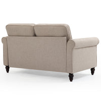 45 Inch, 2 Seater Loveseat Sofa, Mid Century Modern Couches For Living Room, Button Tufted Sofa Light Beige Burlap