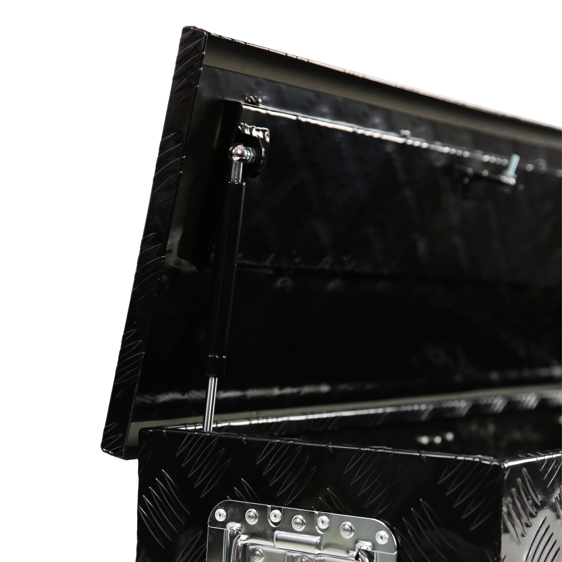 39 Inch Aluminum Truck Tool Long Box, Gas Strut, Truck Bed Tool Box With Side Handle ,Lock And 2 Ke, Tool Storage Box For Truck,Trailer,Pickup 38.8" 12.8" 10.4" Black Aluminum