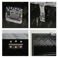 20 Inch Black Aluminum Tool Long Box 5 Bar Tread Flat Box For Truck Car Outdoor Trailer Pickup Underbody Rv Atv Storage Tools Organizer With Lock Side Handle And Ke 20.1" 11.8" 9.3" Black Aluminum