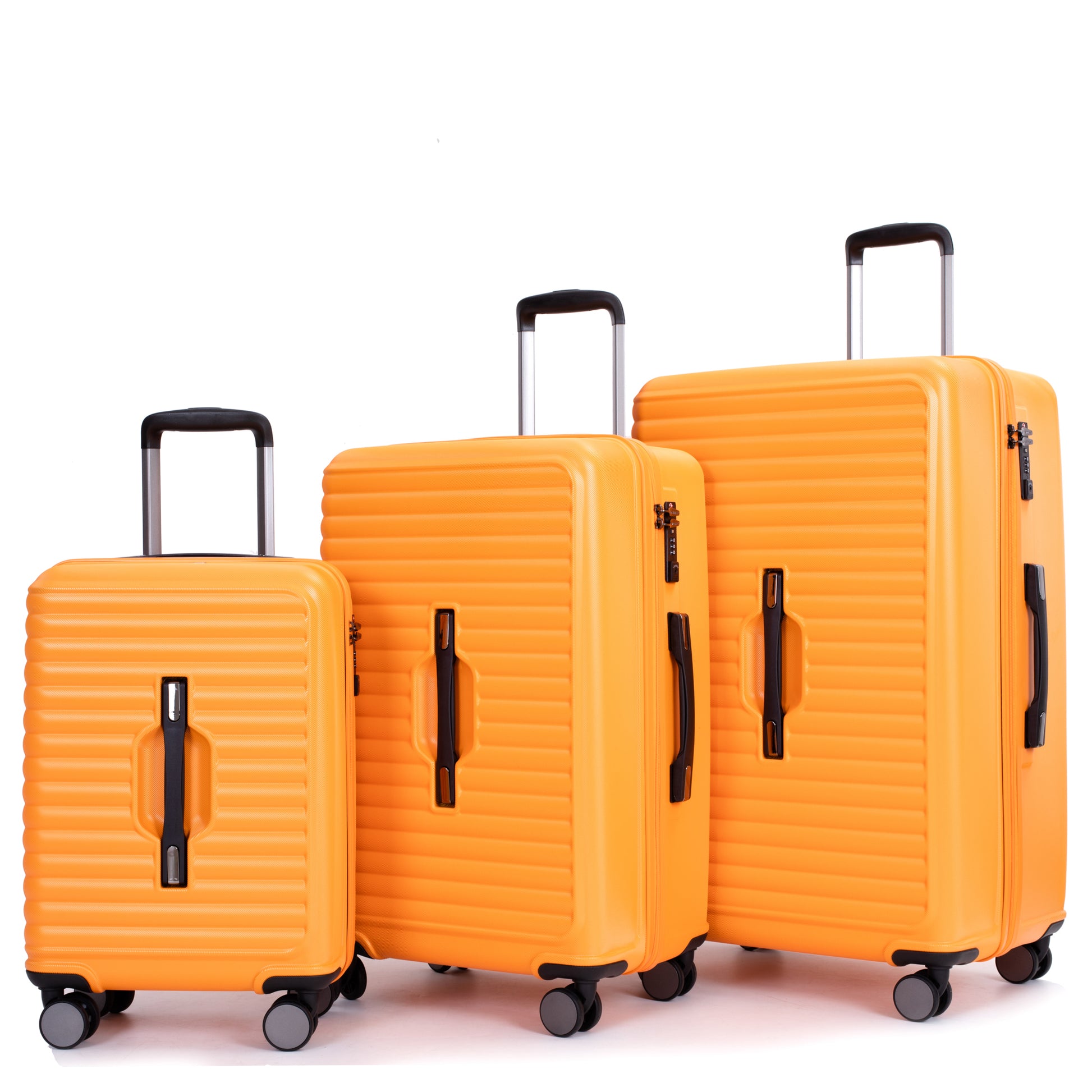 3 Piece Luggage Sets Pc Abs Lightweight Suitcase With Two Hooks, 360 Double Spinner Wheels, Tsa Lock, 20 24 28 Orange Orange Abs Pc