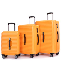 3 Piece Luggage Sets Pc Abs Lightweight Suitcase With Two Hooks, 360 Double Spinner Wheels, Tsa Lock, 20 24 28 Orange Orange Abs Pc